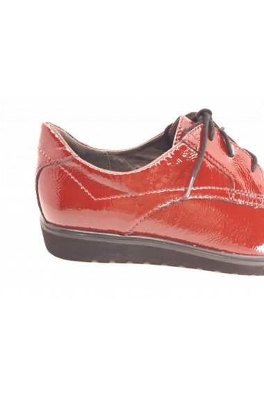 Pantofi dama casual din piele naturala lucioasa culoare rosu ciresiu