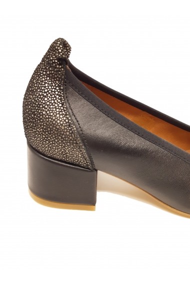 Pantofi sport casual dama negru cu argintiu din piele naturala