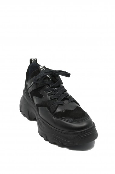 Pantofi sport dama din piele naturala antracit + negru