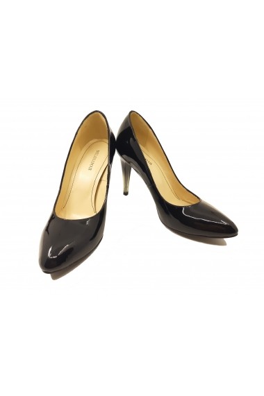 Pantofi stiletto negri din lac