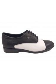 Pantofi eleganti negru cu alb din piele naturala