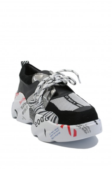 Pantofi sport dama ILI alb+zebra din piele naturala