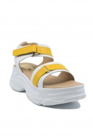 Sandale dama stil sport alb + galben Anais