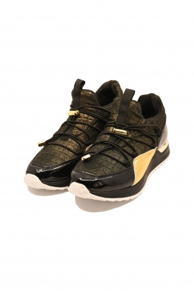 Pantofi sport dama negri-aurii  din material textil