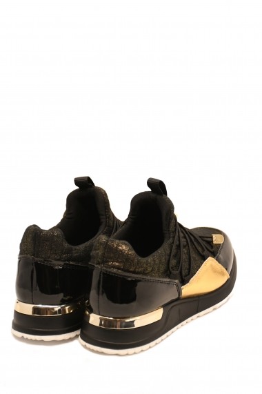 Pantofi sport dama negri-aurii  din material textil