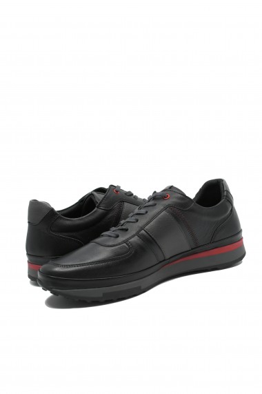 Pantofi sport barbati negru clasic din piele naturala