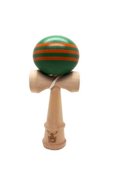 Kendama Ball Originala Verde Cu 3 Dungi Portocalii