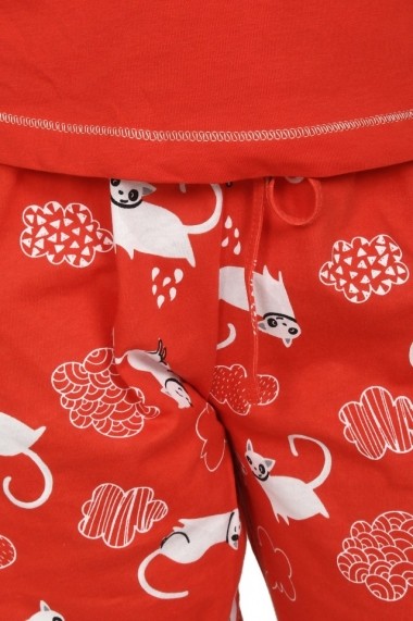 Pijama cu imprimeu WILD FREE rosu