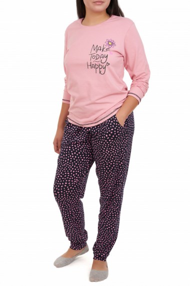 Pijamale dama HAPPY Nicoletta roz pudra