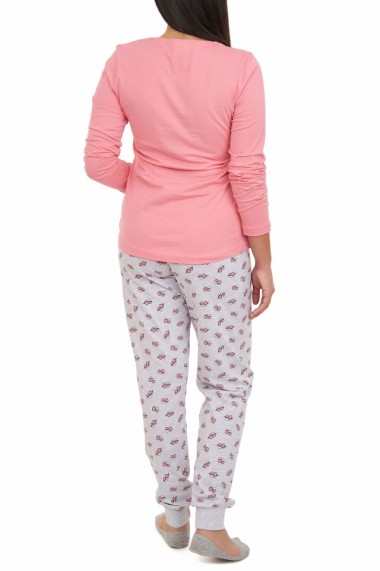Pijamale dama din bumbac Smile roz piersic