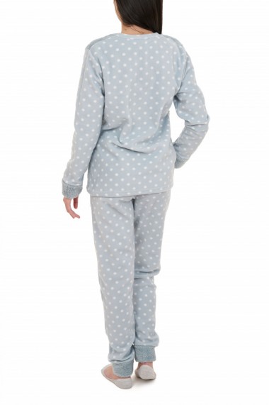 Pijamale polar cu blanita LAZY grey blue