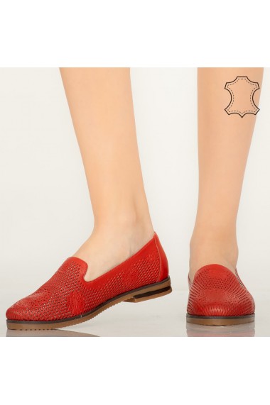 Pantofi piele naturala Guen rosii