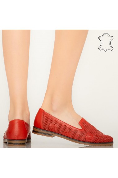 Pantofi piele naturala Guen rosii