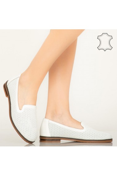 Pantofi piele naturala Velha albi