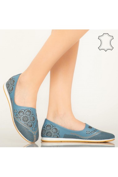 Pantofi piele naturala Mogi albastri