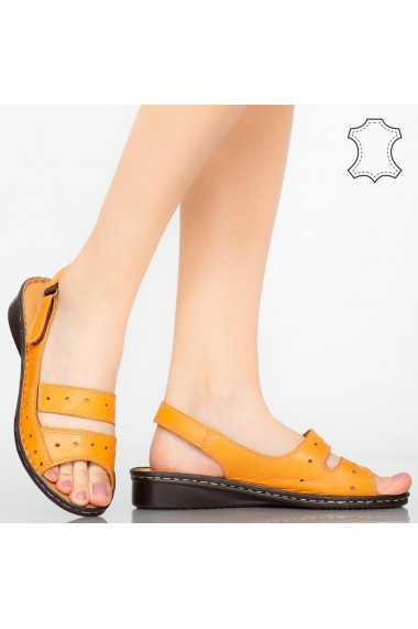 Sandale piele naturala Rima portocalii