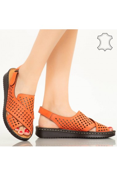 Sandale piele naturala Cox portocalii