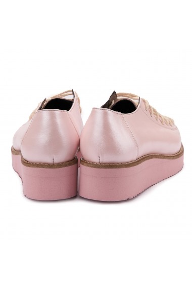Pantofi casual din piele naturala roz prafuit 1411