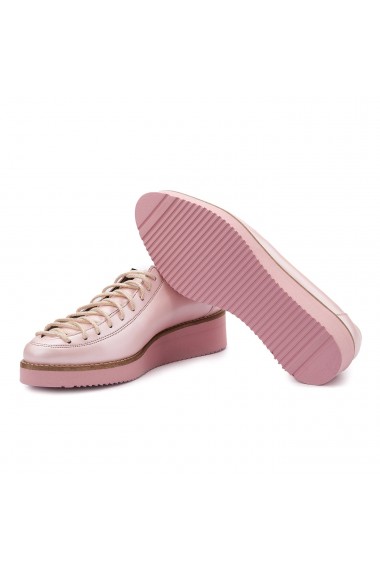 Pantofi casual din piele naturala roz prafuit 1411
