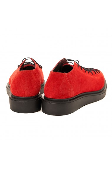 Pantofi dama casual din piele naturala rosie 1403