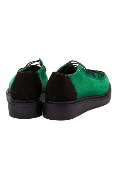 Pantofi dama casual din piele naturala verde 1406