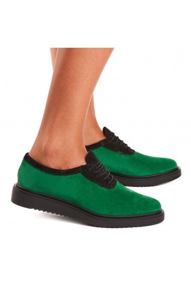 Pantofi dama casual din piele naturala verde 1439