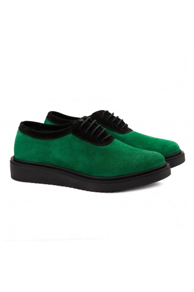 Pantofi dama casual din piele naturala verde 1439