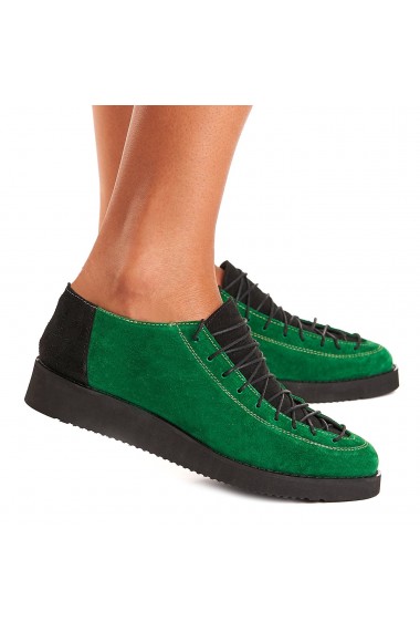 Pantofi dama casual din piele naturala verde 1548