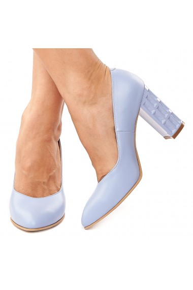 Pantofi dama din piele naturala bleu ciel 4213