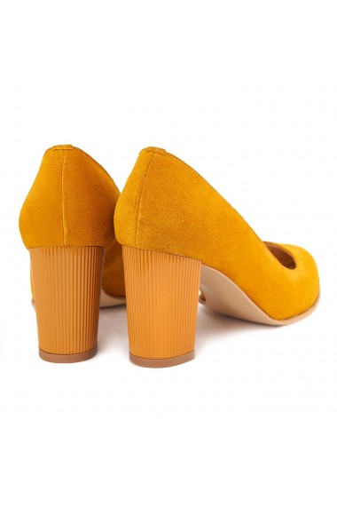 Pantofi cu toc dama din piele naturala orange 4150