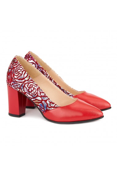 Pantofi dama din piele naturala rosie 4162