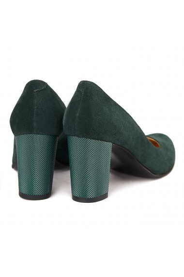 Pantofi cu toc dama din piele naturala verde 4166