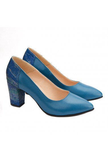 Pantofi dama eleganti din piele naturala albastra 4120