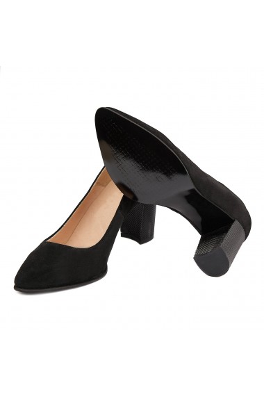 Pantofi cu toc dama eleganti din piele naturala neagra 4085