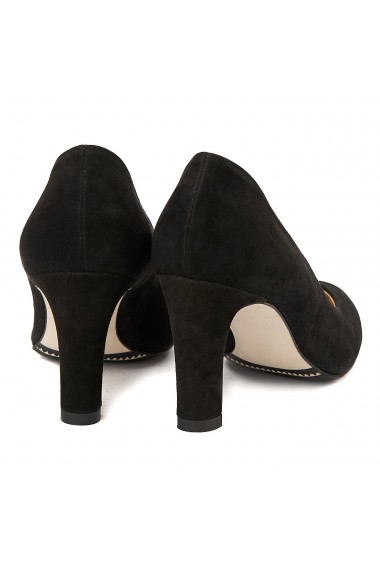 Pantofi cu toc dama stiletto din piele intoarsa neagra 4061
