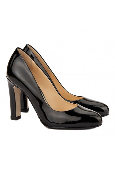 Pantofi cu toc dama stiletto din piele neagra 4062