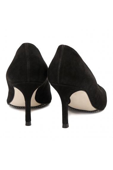 Pantofi cu toc dama stiletto eleganti din piele intoarsa neagra 4055