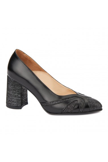Pantofi cu toc eleganti din piele naturala neagra 4386
