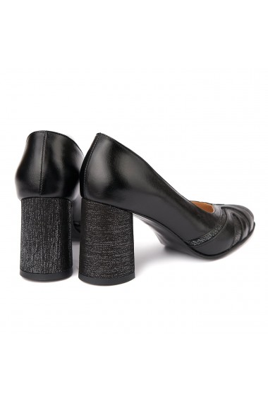 Pantofi cu toc eleganti din piele naturala neagra 4386