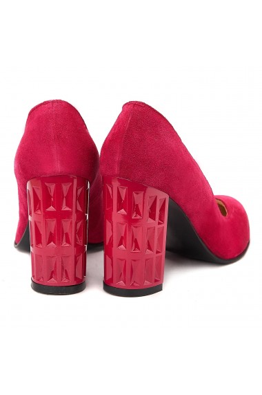 Pantofi cu toc Eleganti din Piele Naturala Rosii 4045