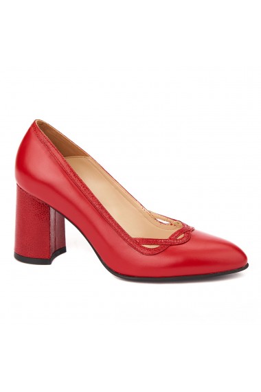Pantofi cu toc rosii dama eleganti din piele naturala 4233