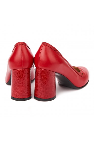 Pantofi cu toc rosii dama eleganti din piele naturala 4233