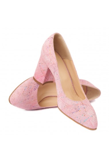 Pantofi roz dama eleganti din piele naturala 4239