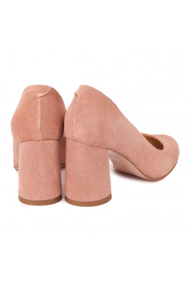 Pantofi cu toc roz pal dama eleganti din piele naturala 4240