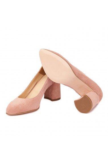Pantofi cu toc roz pal dama eleganti din piele naturala 4240