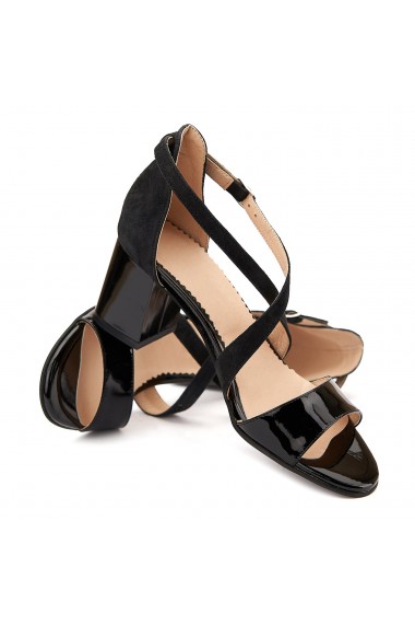 Sandale dama elegante din piele naturala neagra 5093