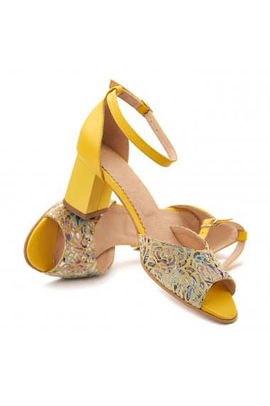 Sandale elegante din piele naturala galbena 5087