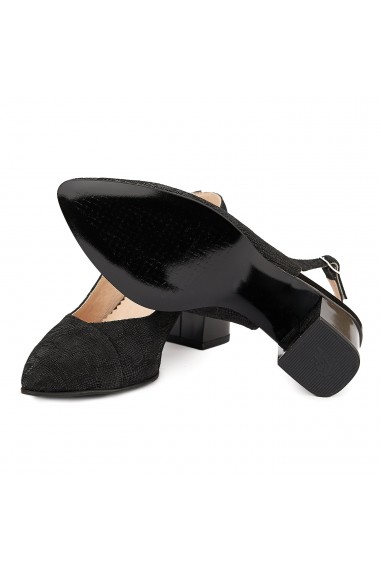 Sandale elegante din piele naturala neagra toc mic 5053
