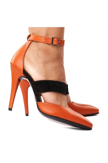 Pantofi eleganti din piele naturala orange 5250
