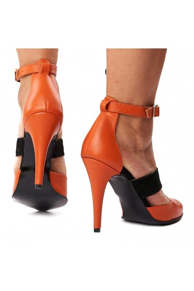 Pantofi eleganti din piele naturala orange 5250